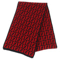 Fendi Wool FF Logo Zucca Pattern Knit Scarf Red Black