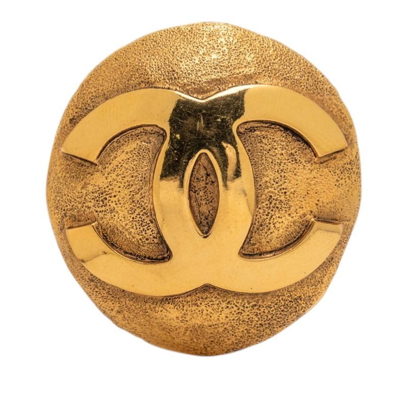 Chanel Vintage CC Logo Round Brooch Gold Plated