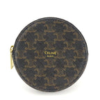 Celine Coin Case Triomphe 10 D222 Bq3.38 no Leather Black Brown Gold Hardware