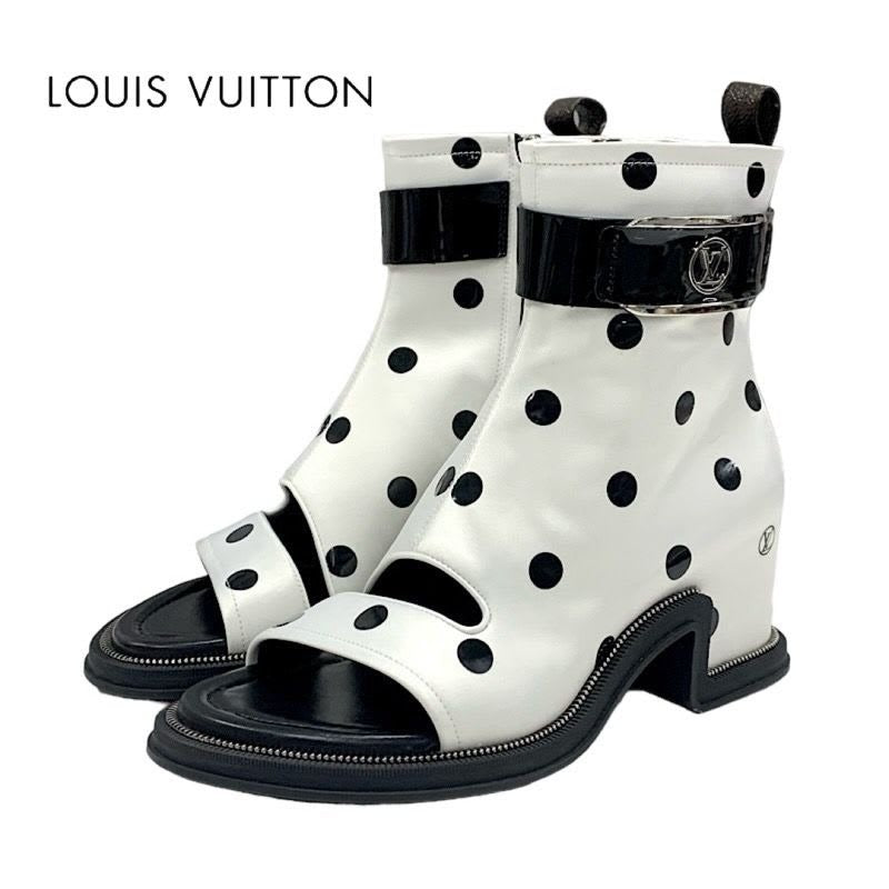 Louis Vuitton Moonlight Line Boots Short Shoes Satin White Black Ankle