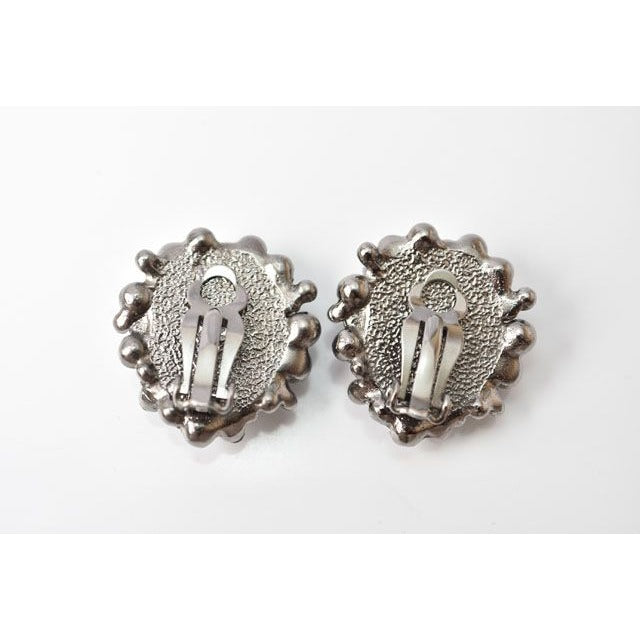 Chanel Earrings Accessories Coco Mark CC Rhinestone Gunmetal — view 4