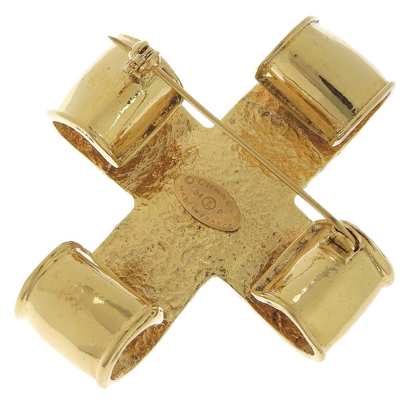 Chanel Cross Coco Mark Vintage Gold Plated 94 P 33 g Brooch — view 3