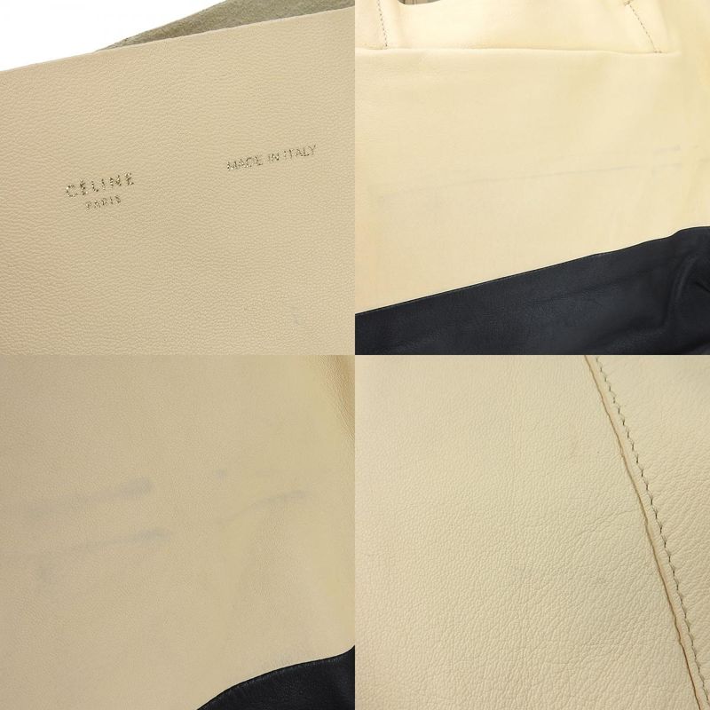Celine Tote Bag Horizontal Cabas ebt Leather Beige Black Gold Hardware — view 5