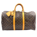 Louis Vuitton Keepall Bandouliere 50 Monogram Leather Brown Boston Bag Gold