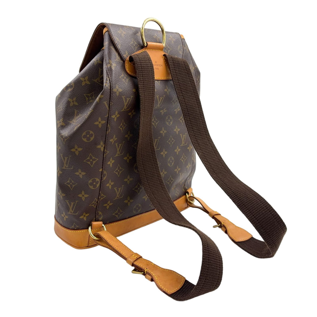Louis Vuitton Montsouris GM Monogram Leather Brown Light Backpack Gold — view 2