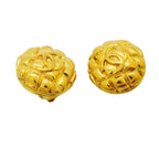 Chanel Earrings Vintage CC Logo Quilted Round — view 2