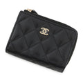 Chanel Trifold Wallet Classic Small Flap Zip Caviar Leather Black
