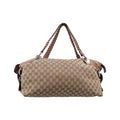 Gucci Bamboo Brown Canvas Leather Handbag