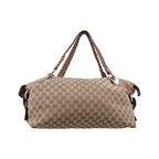 Gucci Bamboo Brown Canvas Leather Handbag
