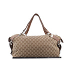 Gucci Bamboo Brown Canvas Leather Handbag — view 2