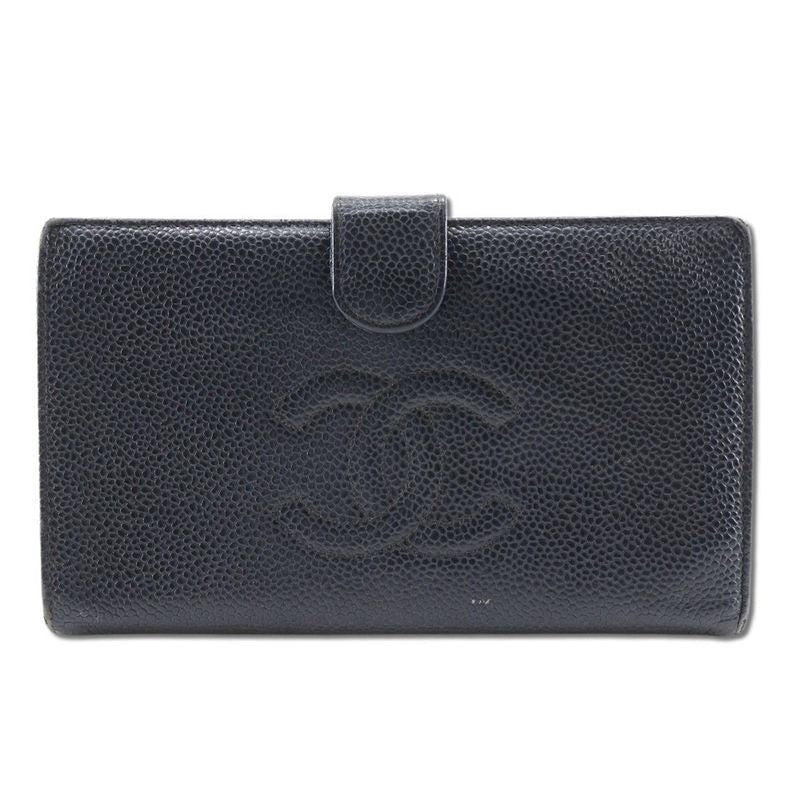 Chanel Caviar Leather Black Long Wallet