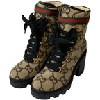 Gucci GG Pattern Sherry Line Wool Ankle Boots Size 38