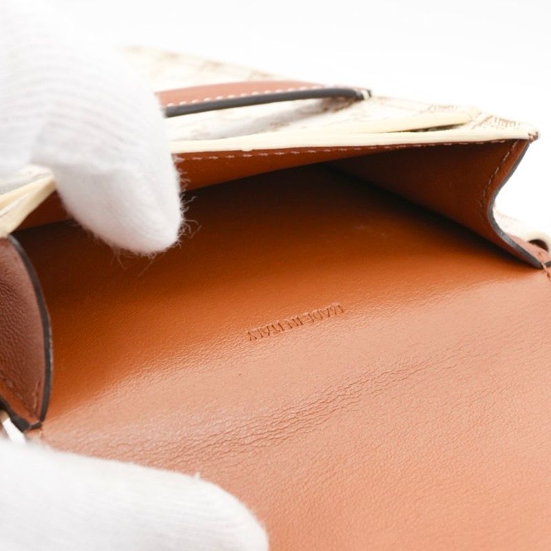 Celine Triomphe Phone Case Leather Brown White