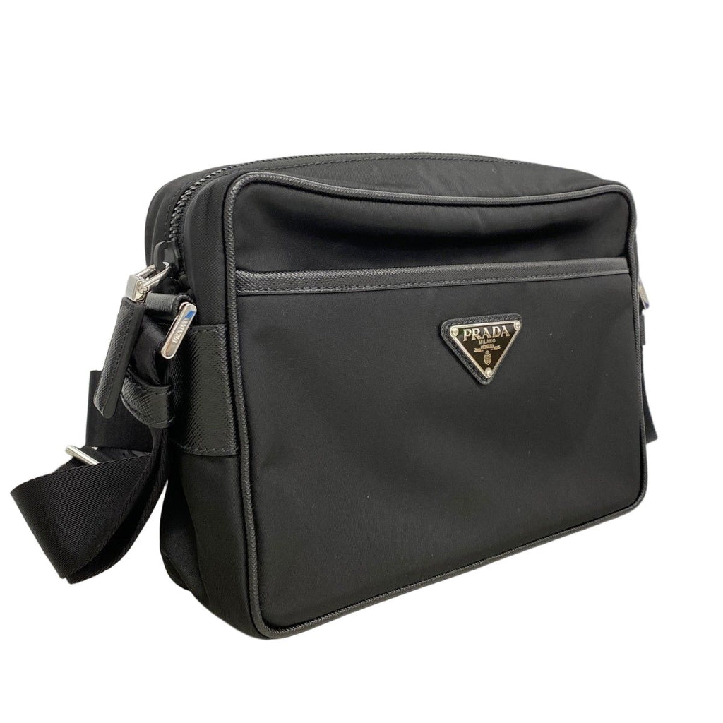 Prada Shoulder Bag Saffiano Tessuto Nylon Black Silver — view 2
