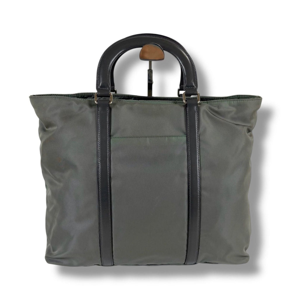Prada 2-Way Tote Bag Tesuto Nylon Gray Khaki Triangle Logo — view 3