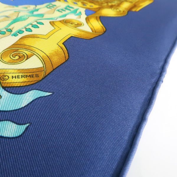Hermes 90 Voiles De Lumiere Sailing Ship Of Light Blue Silk Scarf Box — view 9