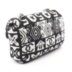 Chanel Shoulder Bag Coconage Black White Wool Small Flap Chain — view 2