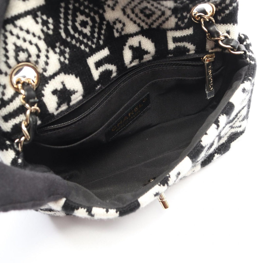 Chanel Shoulder Bag Coconage Black White Wool Small Flap Chain — view 3