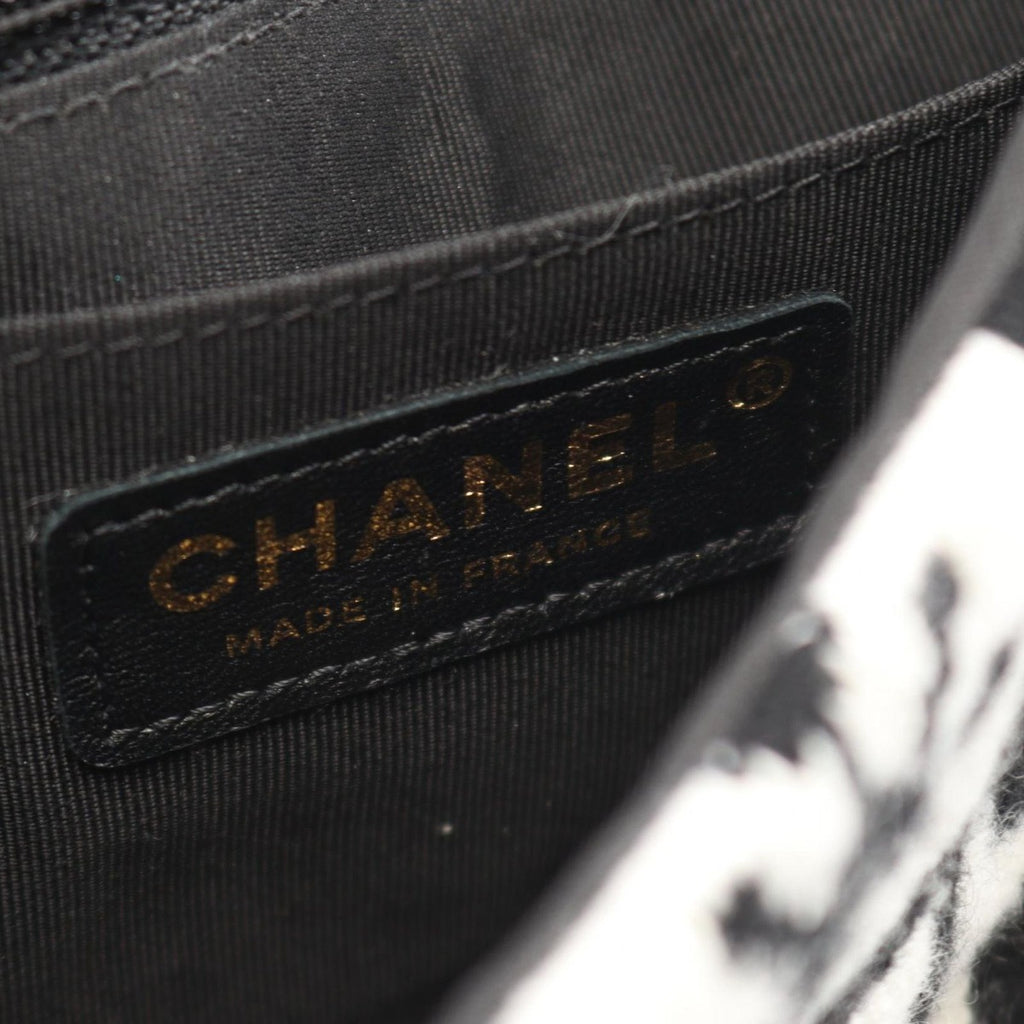 Chanel Shoulder Bag Coconage Black White Wool Small Flap Chain — view 4