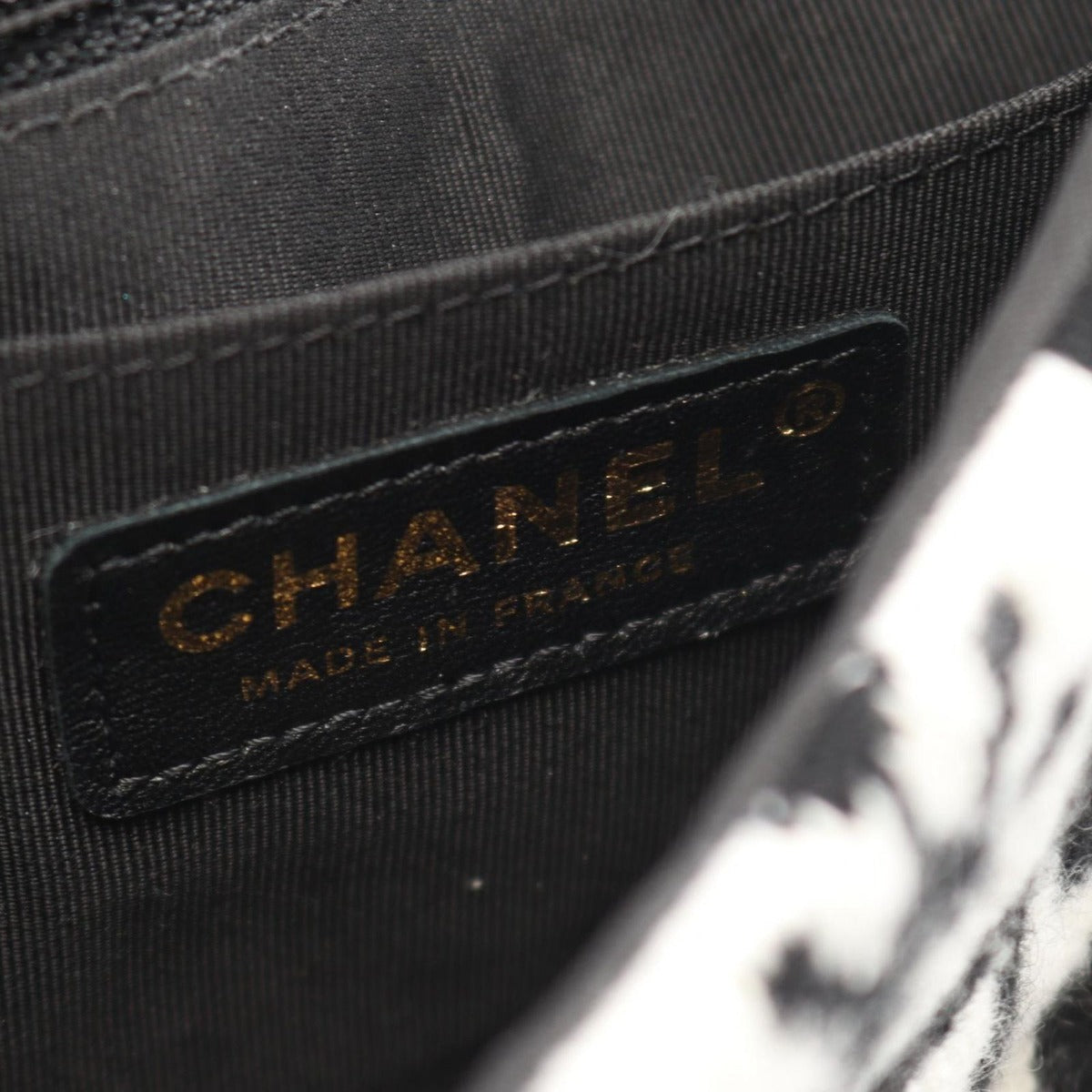Chanel Shoulder Bag Coconage Black White Wool Small Flap Chain — view 4