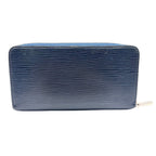 Louis Vuitton Zippy Wallet Epi Leather Blue Zip Around Silver