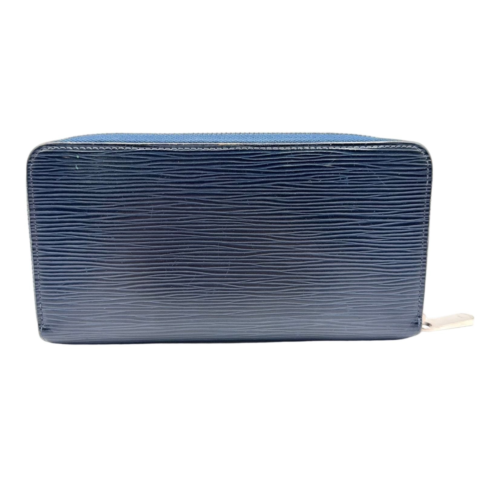 Louis Vuitton Zippy Wallet Epi Leather Blue Zip Around Silver
