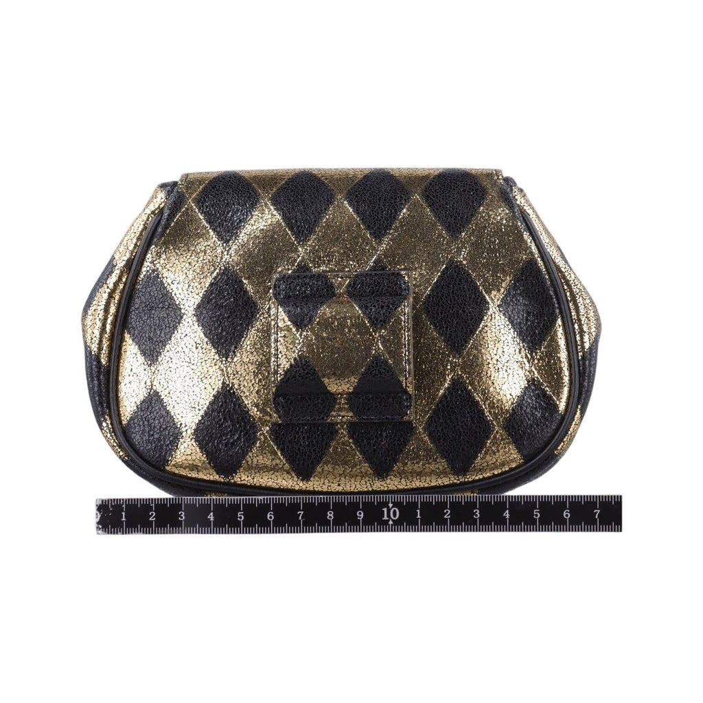 Gucci Metallic Crackle Gold Black Leather Handbag — view 2