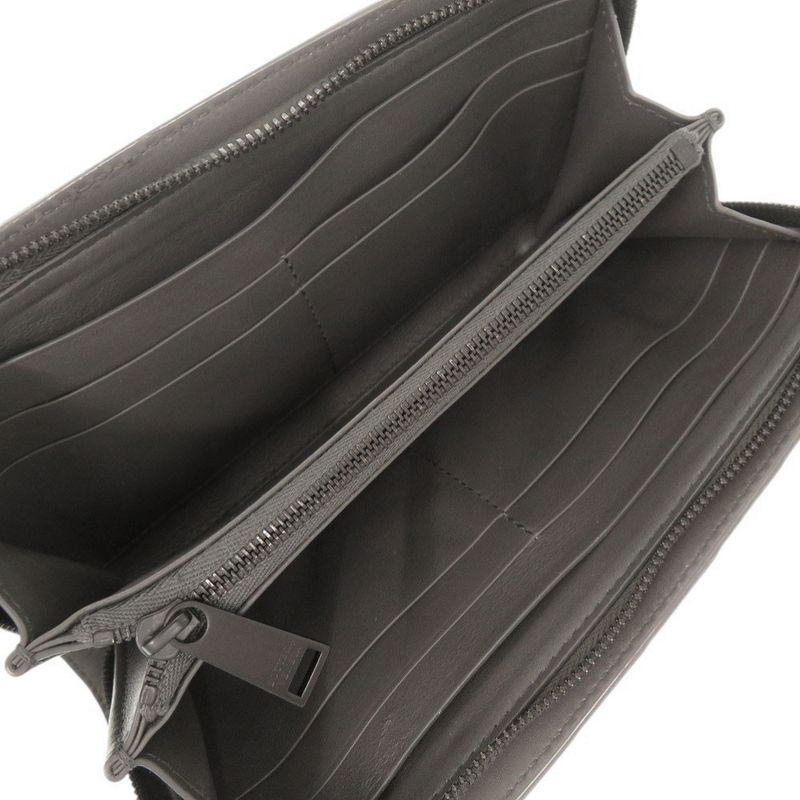 Bottega Veneta Intrecciato Leather Gray Round Zipper Long Wallet 0510 — view 5