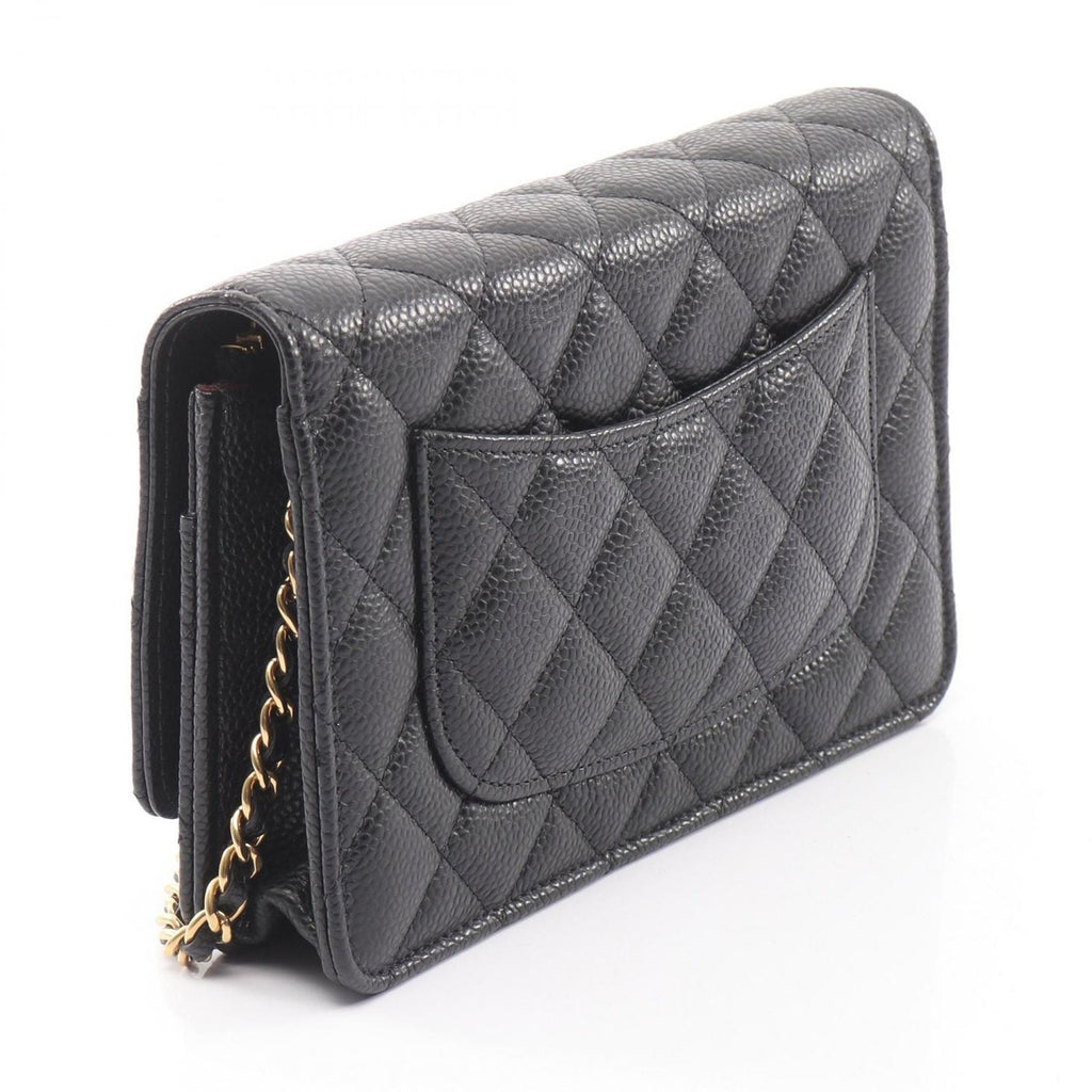 Chanel Shoulder Bag Quilted Black Leather Chain Wallet — view 2