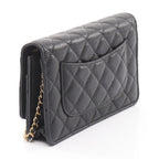 Chanel Shoulder Bag Quilted Black Leather Chain Wallet — view 2