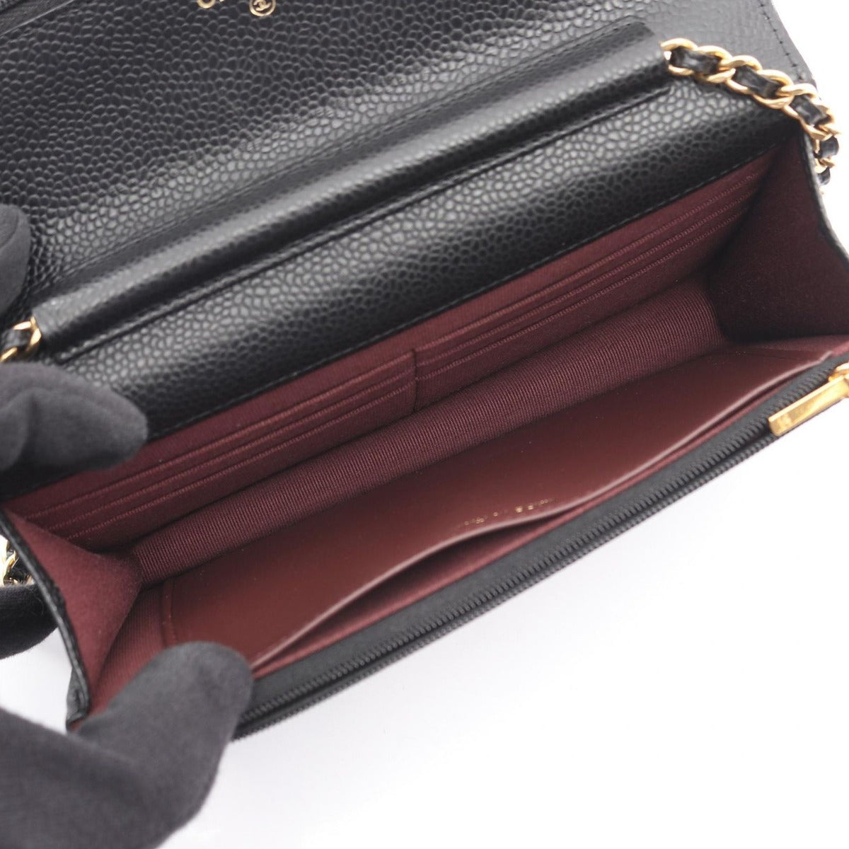 Chanel Shoulder Bag Quilted Black Leather Chain Wallet — view 3
