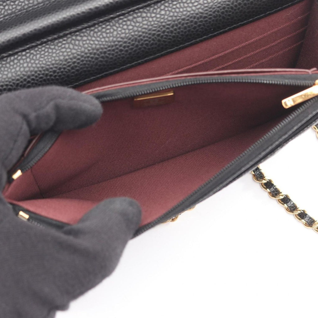 Chanel Shoulder Bag Quilted Black Leather Chain Wallet — view 4