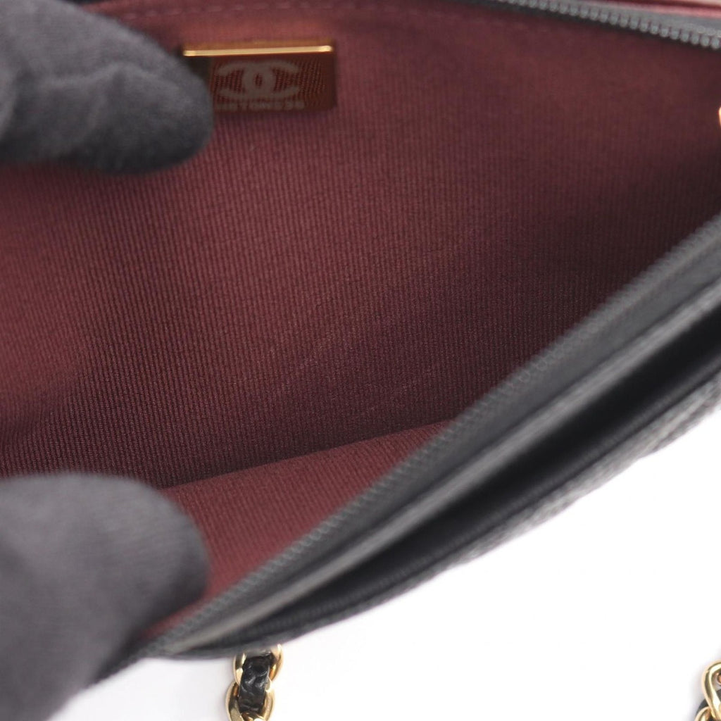 Chanel Shoulder Bag Quilted Black Leather Chain Wallet — view 7