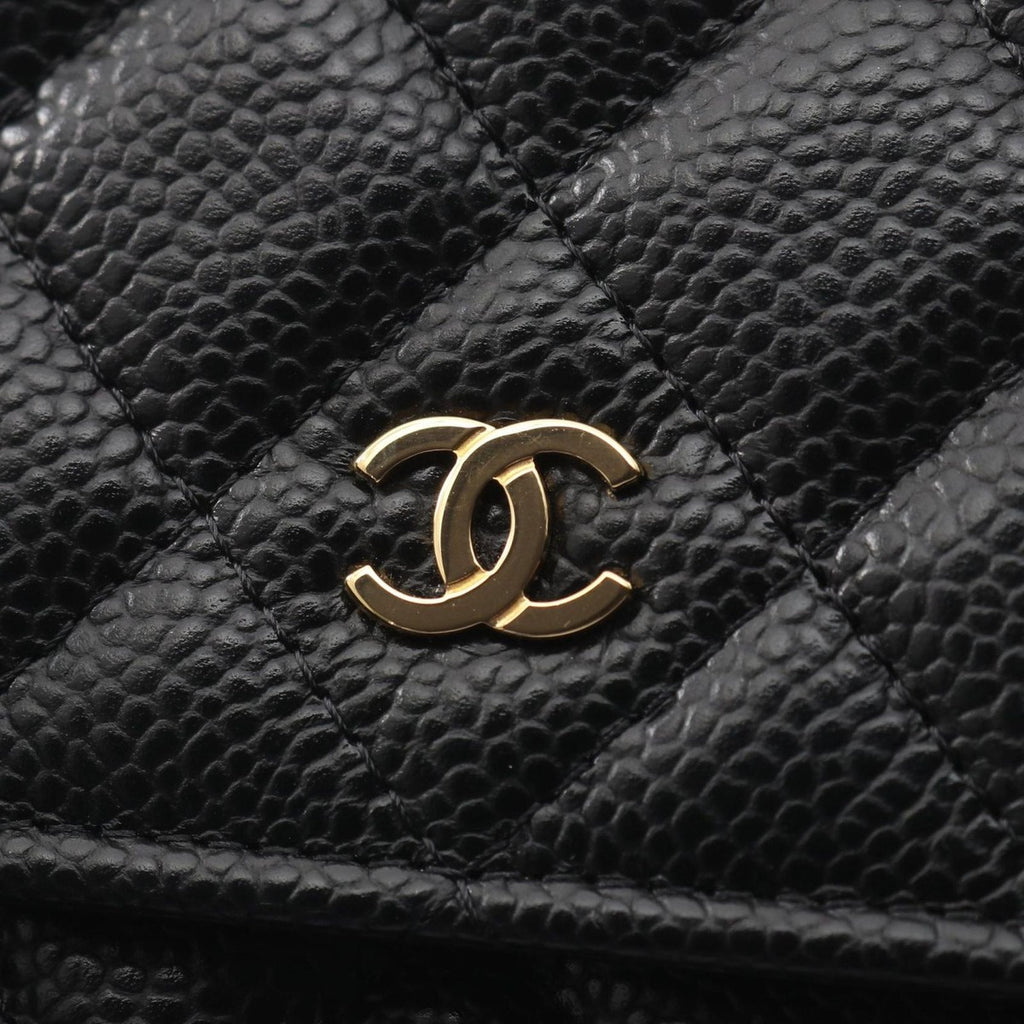 Chanel Shoulder Bag Quilted Black Leather Chain Wallet — view 8