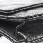 Chanel Shoulder Bag Quilted Black Leather Chain Wallet — view 9