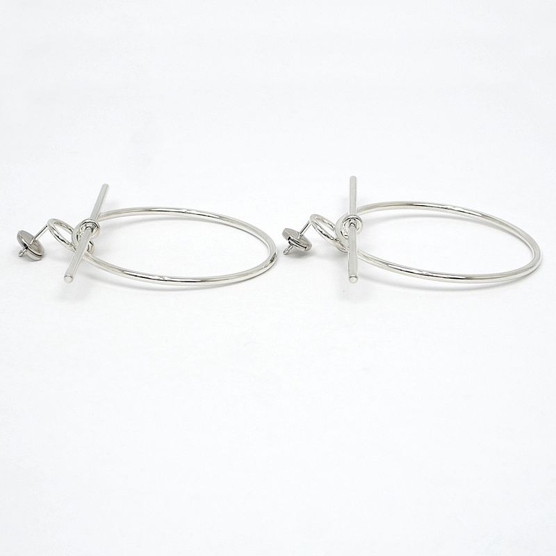 Hermes Earrings Loop MM Pair AG 925 SV Silver Jewelry Accessories Small — view 3