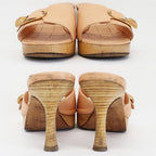 Chanel Sandals Mule Wood Button Coco Mark Pink Beige Size 35.5 — view 4