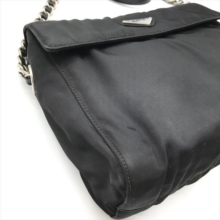 Prada Nylon Tessuto Chain Shoulder Bag Black — view 5