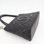 Chanel Medallion Tote Caviar Black Silver Hardware Bag — view 6