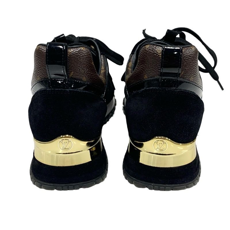 Louis Vuitton Run Away Line Monogram Sneakers Shoes Fabric Suede Leather Black — view 5