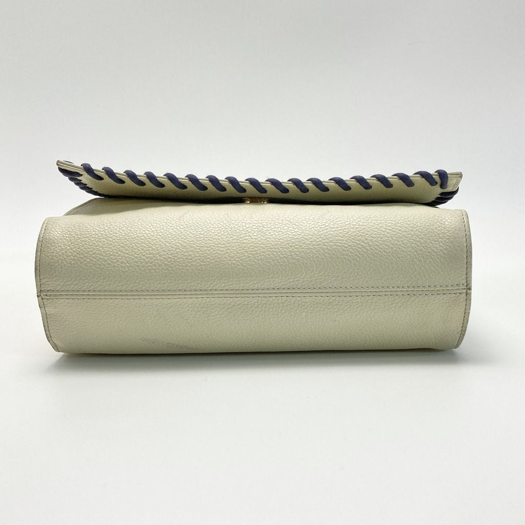 Yves Saint Laurent Shoulder Bag Ivory Flap Braided Leather — view 2