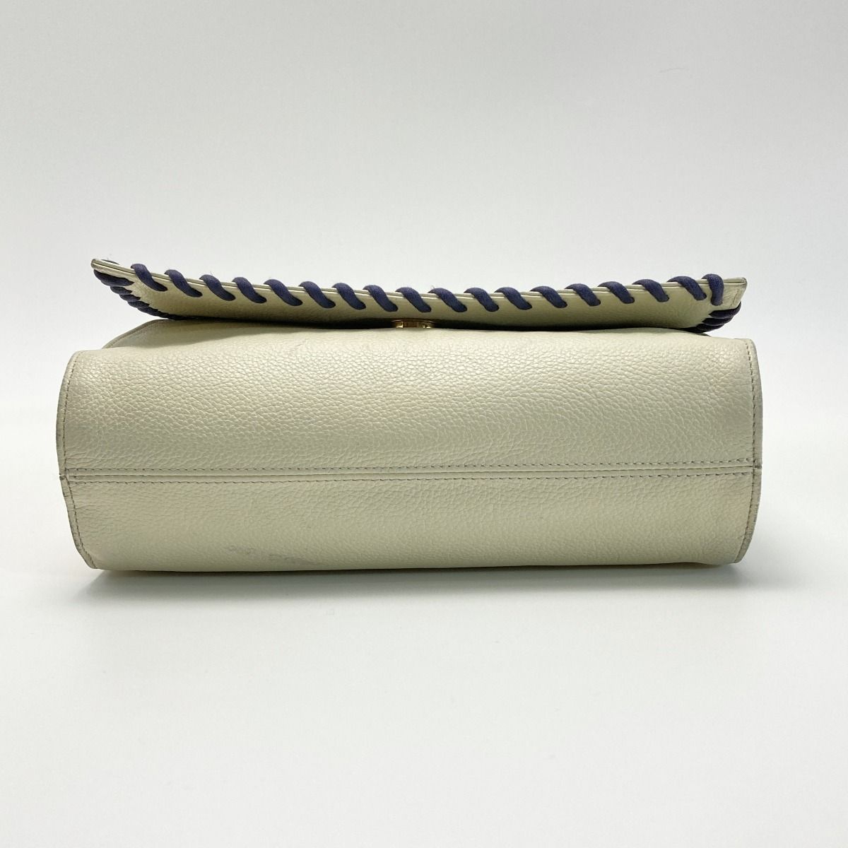 Yves Saint Laurent Shoulder Bag Ivory Flap Braided Leather — view 2