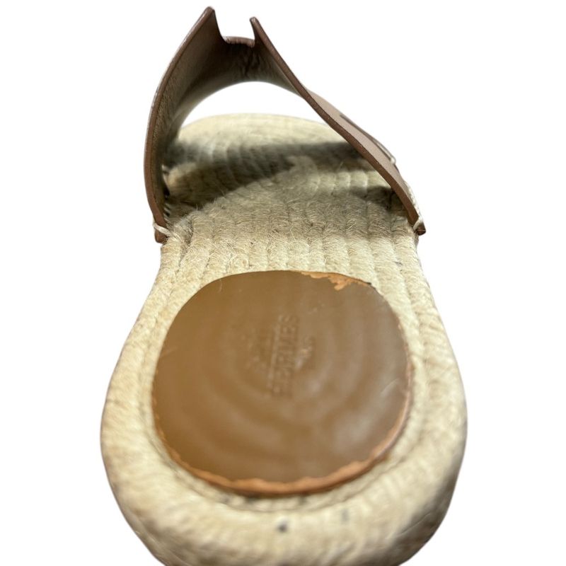 Hermes Espadrille Antigua Flat Leather Sandals 42 Brown — view 9