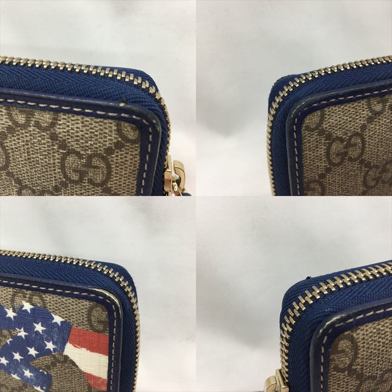 Gucci Long Wallet Round Zipper GG Supreme American Flag — view 7