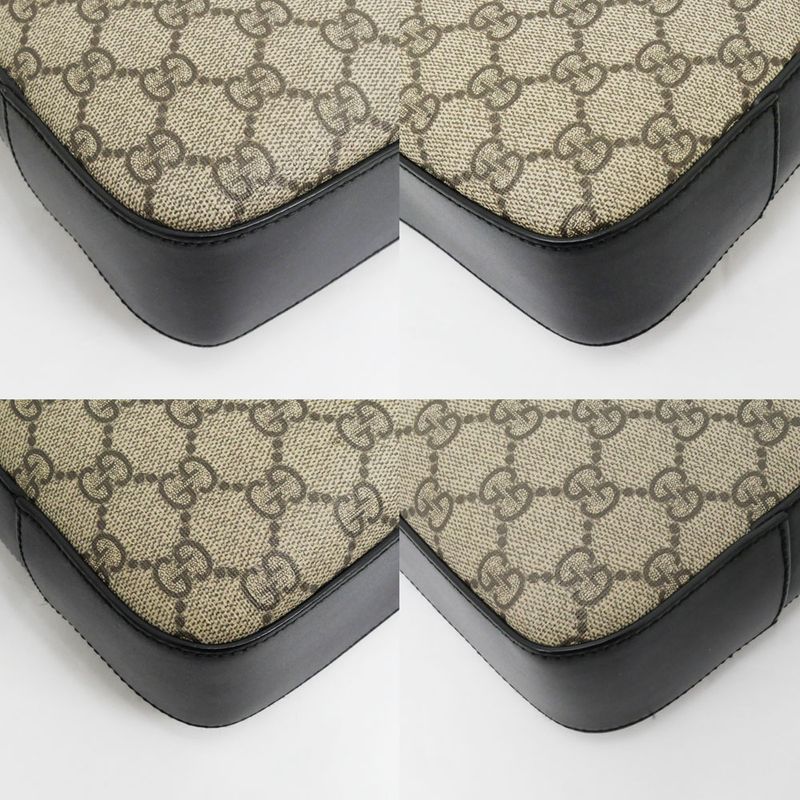 Gucci GG Supreme 2way Briefcase Bag Beige Black Leather — view 6