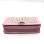 Chanel CC Logo Rhinestone Chain Wallet Shoulder Bag Pink — view 4