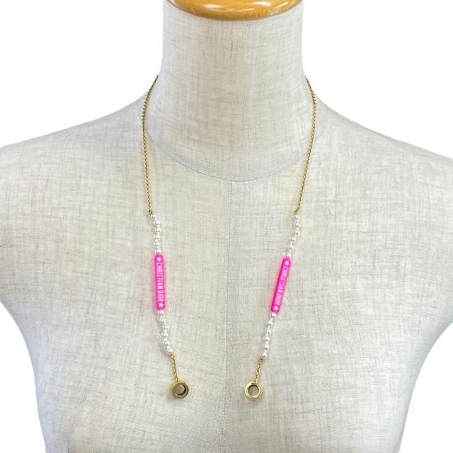 Christian Dior Airpods Holder Necklace Chain Logo Faux Pearl GP — view 6