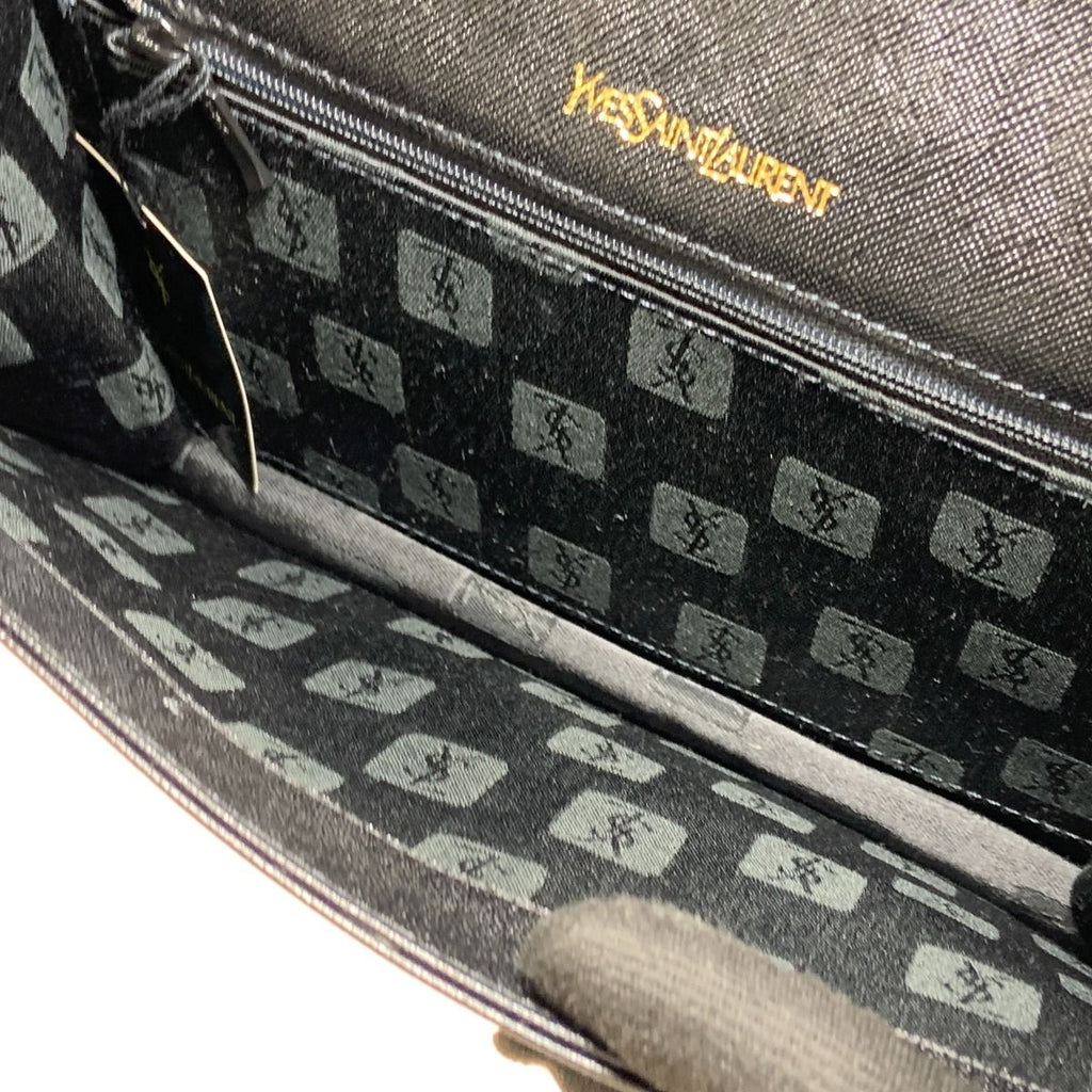 Yves Saint Laurent Logo Vintage Clutch Bag Black — view 7