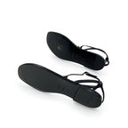 Saint Laurent Cassandra Sandals Shoes Leather Black Gold YSL Hardware Strap — view 6