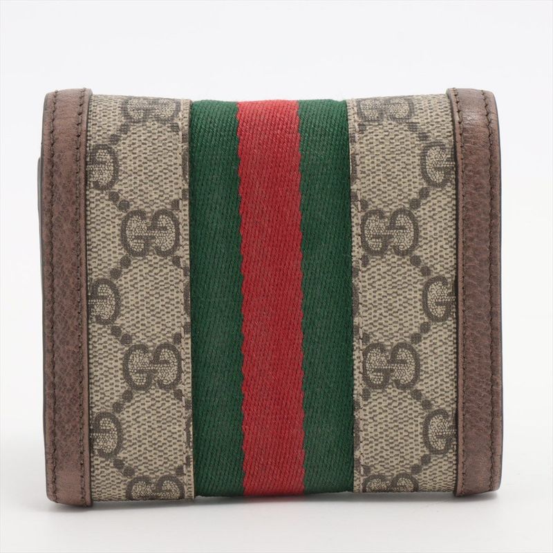 Gucci Ophidia GG Supreme Leather Compact Wallet Beige Ebene — view 8